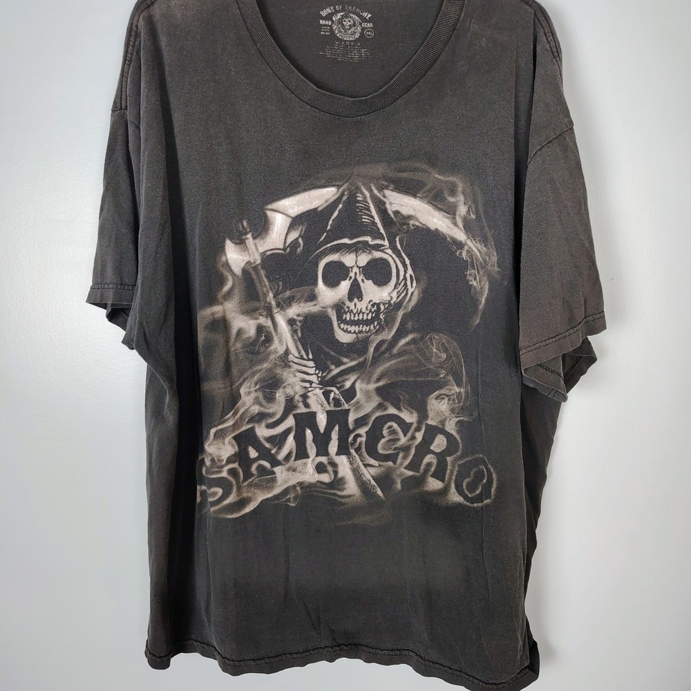 Sons of Anarchy SAMCRO Grim Reaper Graphic T-Shirt Men 2XL Black Faded Road Gear
